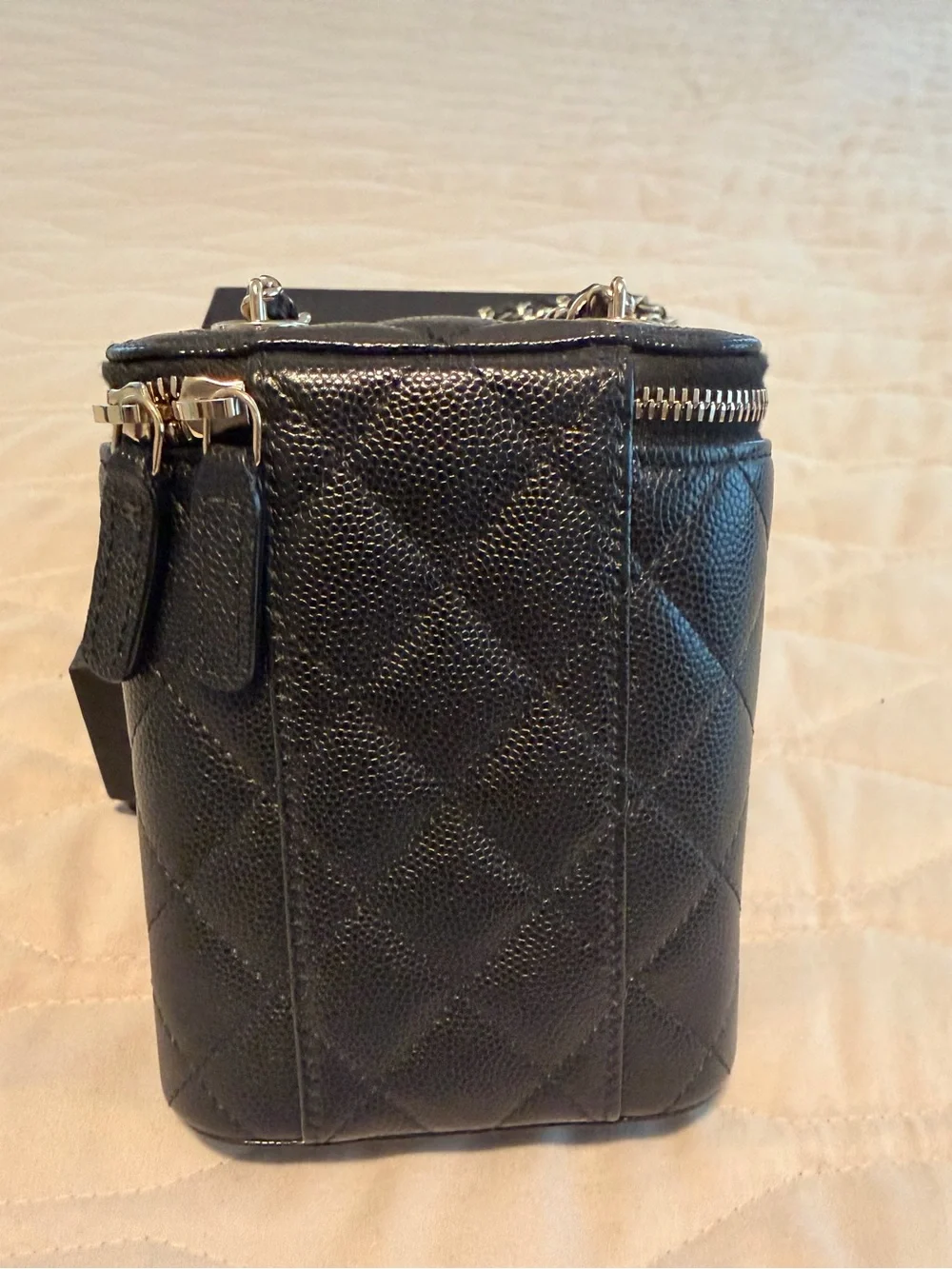 CHANEL Vertical Vanity in Black Caviar Leather with Gold Hardware